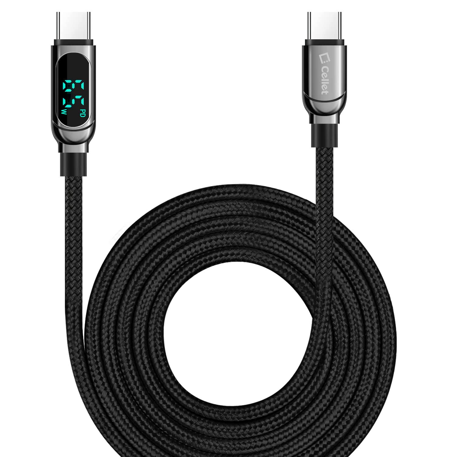 Braided USB Data Cable with Display Smart Charging for Modern Devices